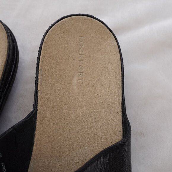 Rockport Black Leather Thong Sandals Size 10‎ Comfort Flip Flops - Picture 3 of 7